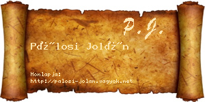 Pálosi Jolán névjegykártya